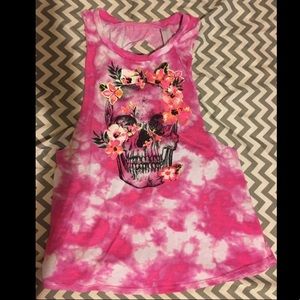 Pink skull bathing suit cover shirt